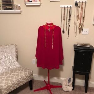 Red plus size tunic sheer top